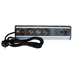 LANMASTER Блок распределения питания LAN-WA-DC/3G+2UC+2C6 гор.размещ. 3xSchuko 2xUSB 2xRJ45 базовые 16A Schuko 3м