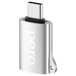 PERO Адаптер OTG AD02, USB Type-C (m) - USB (f), серебристый [prad02tusr]