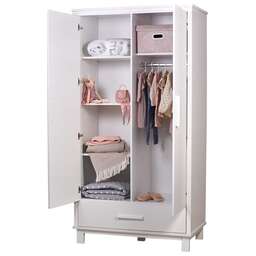 POLINI Шкаф двухсекционный Polini kids Simple 3410, с 1 ящиком, белый (4 кор)