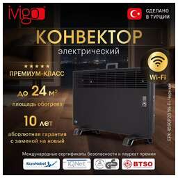 IVIGO Электрический конвектор EPK4590P20 Черный с управлением по WI-FI