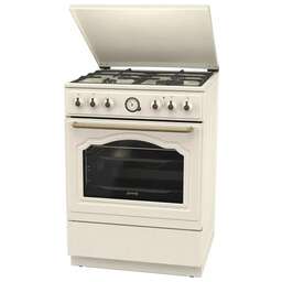 GORENJE Газовая плита GKS6C71CLI, электрическая духовка, металлическая крышка, чугун, слоновая кость