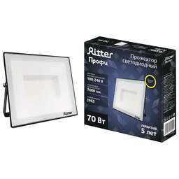 RITTER 53429 1 Прожектор светодиодный, ПРОФИ, 180-240В, 70Вт, 2700К, 7000Лм, IP65, черный, 53429 1,