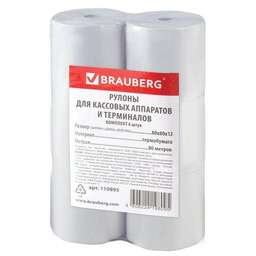 BRAUBERG Лента чековая 110895, 80мм, 80м, термобумага, втулка 12мм, 6 шт