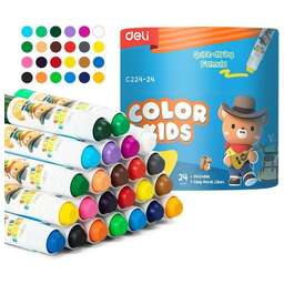 DELI Гелевые мелки EC224-24 Color Kids кругл. 24цв. дл.80мм д.15мм