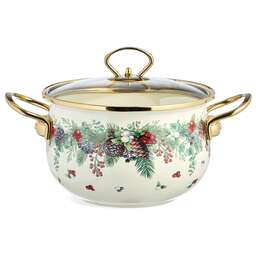 AGNESS 943-084 CELEBRATION эмал. со стекл.крышкой 2.8л 20*12см