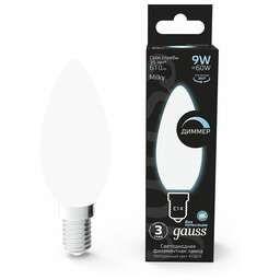 GAUSS Лампа светодиодная Filament 103201209-D 9Вт цок.:E14 свеча 220B св.свеч.бел.нейт. (упак.:10шт)