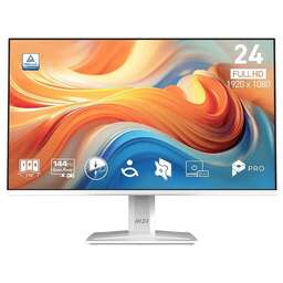 MSI Монитор 23.8" PRO MP243W E14 IPS, 1920x1080, 144Hz, 4ms, 300сd/m, 1500:1, HDR | HDMI(1.4b), DP(1.2a) | InPSU, Speakers, Vesa 100, White