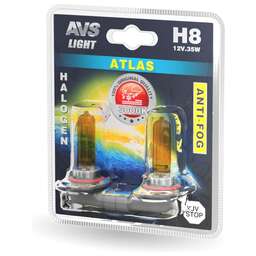 AVS Галогенная лампа /ATLAS ANTI-FOG/желтый H8.12V.35W.блистер 2шт