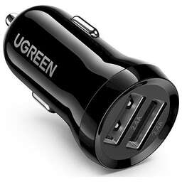 UGREEN Автомобильное зарядное устройство ED018 (50875) Dual USB Car Charger с двумя разъемами USB-A. Цвет: черный