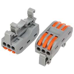 REXANT (07-5238-05) Клемма СМК 222-423D проходная 3-полюсная, с креплением на DIN-рейку (0,08-4 мм ), серая (5 шт./уп.)