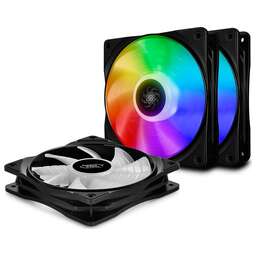 DEEPCOOL Вентилятор для корпуса CF 120 ARGB 120х120x25 черный 4-pin 27дБ (упак.:3шт) (DP-FRGB-RF120-3C) Ret