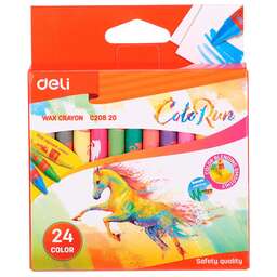 DELI Восковые мелки EC20820 Colorun 24цв. картон.кор./европод