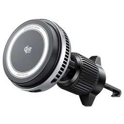 UGREEN Автомобильное беспроводное зарядное устройство магнитное W778 (75250) MagFlow Pro Car Magnetic Wireless Silent Fan Charger 25W Qi 2.2 (TEC) с кабелем USB-C-USB-C. Цвет:серый космос/серебристый