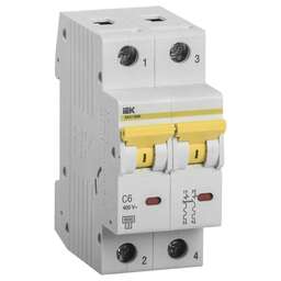 IEK Автоматический выключатель (MVA31-2-006-C) 6A тип C 6кА 2П 400В 2 модуля белый (упак.:1шт)