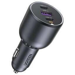 UGREEN Автомобильное зарядное устройство EC705 (55511) 130W 3-Port 2*USB-C PD+USB-A Fast Car Charger с кабелем. Цвет: черный