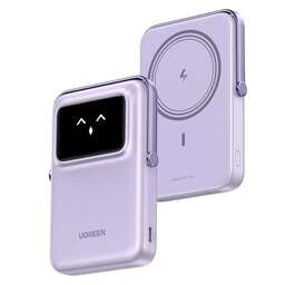 UGREEN Внешний аккумулятор PB572 (45328) UNO 10000mAh Mini Magnetic Wireless Robot 20W Power Bank с держателем. Цвет: фиолетовый