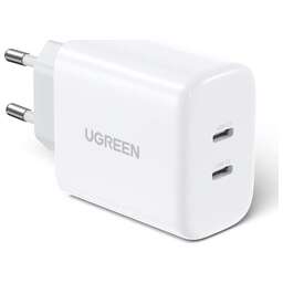 UGREEN Зарядное устройство CD243 (10343) USB-C+USB-C PD Fast Charger 40W EU. Цвет: белый