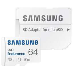 SAMSUNG Карта памяти microSDXC UHS-I U1 PRO Endurance 64 ГБ, 100 МБ/с, Class 10, MB-MJ64KA, 1 шт., переходник SD
