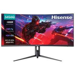 HISENSE 34" Монитор 34G6Q PRO, 3440x1440, VA, 240Гц, 2хHDMI, 1хDP, изогнутый, светло-серый и черный