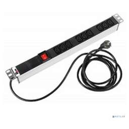 ЦМО REM Блок розеток Rem-16 с выкл., 9 IEC 60320 C13, 16A, алюм., 19", шнур 3 м. (R-16-9C13-V-440-3)