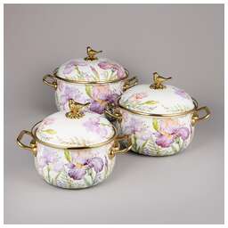 AGNESS НАБОР КАСТРЮЛЬ ЭМАЛИРОВАННЫХ СЕРИЯ "IRISES", 6ПР. 2,1Л, 2,8Л И 3,8Л 950-607