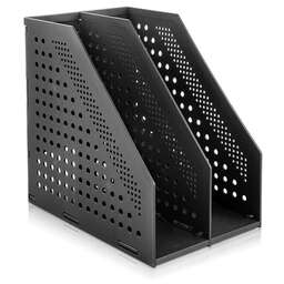 DELI Лоток вертикальный 78999Black 2отд. складной A4 168х255х243мм черный пластик