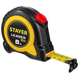 STAYER Leader, 8 м х 25 мм, рулетка с автостопом, Professional (3402-08-25)