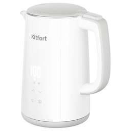 KITFORT Чайник электрический КТ-6718 1.5л. 2200Вт белый/серый корпус: металл/пластик