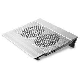 DEEPCOOL Подставка для охлаждения ноутбука N8 SILVER (8шт/кор, до 17 , вентилятор 2x140мм, алюминий, 2xUSB ) Retail box
