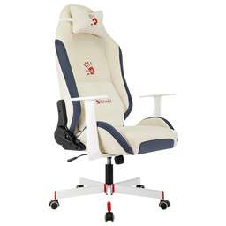 A4TECH Кресло игровое Bloody GC-830, на колесиках, ткань, белый и синий