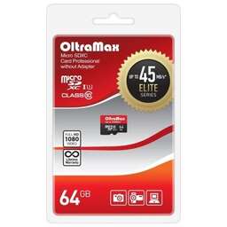 OLTRAMAX 64GB microSDXC Class 10 UHS-1 Elite [OM064GCSDXC10UHS-1-ElU1 w]