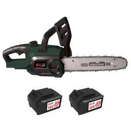 KLPRO Профессиональная аккумуляторная цепная пила KLBOM18B-50 (18В, Li-ion-2шт 5,0Ач, ЗУ 4,5А 3600об/мин, 10”)