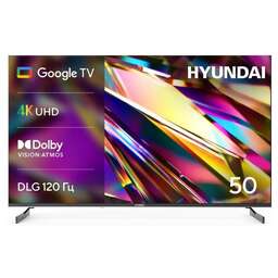 HYUNDAI Телевизор LED 50" H-LED50BU7011 Google TV Frameless Metal черный/черный 4K Ultra HD 60Hz MEMC DVB-T DVB-T2 DVB-C DVB-S DVB-S2 USB WiFi Smart TV