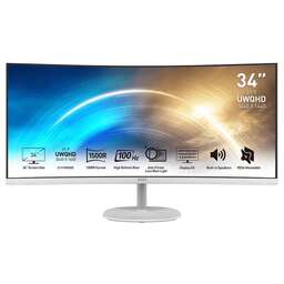 MSI Монитор PRO MP341CQW 34" White (VA, 3440x1440, HDMI+HDMI+DP, 1 ms, 178°/178°, 300 cd/m, 3000:1 (100M:1), 100Hz, MM, Curved)