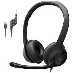 LOGITECH Наушники с микрофоном H390 черный 1.9м накладные USB оголовье (981-001577)