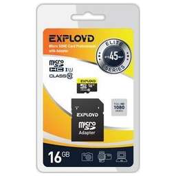 EXPLOYD MicroSDHC 16GB Class10 UHS-1 ELITE + адаптер SD (45 MB/s) [EX016GCSDHC10UHS-1-ElU1]