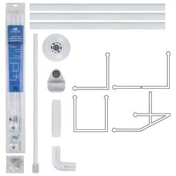 САНАКС 10029 Карниз в ванную угловой белый 90х90х90см с жёсткой фиксацией, металлический