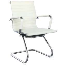 БЮРОКРАТ Кресло CH-883-LOW-V слоновая кость экокожа низк.спин. полозья металл хром