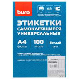 BURO Этикетки A4 105x148мм 4шт на листе/100л./белый матовое самоклей. универсальная