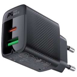 ACEFAST Сетевое зарядное устройство A78 PD20W GaN USB-A+USB-C charger (EU). Цвет: черный