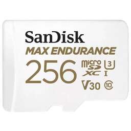 SANDISK Карта памяти microSDXC UHS-I U3 Max Endurance 256 ГБ, 100 МБ/с, Class 10, SDSQQVR-256G-GN6IA, 1 шт., переходник SD