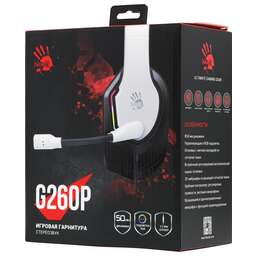 A4TECH Наушники с микрофоном Bloody G260p белый/черный 2м мониторные USB оголовье (G260P)