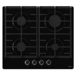 HAIER Газовая варочная панель HHX-G64CNB, 4 конфорки, закаленное стекло, черный