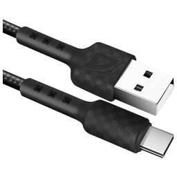 DEFENDER (87113BLA) USB кабель F181 TypeC 1м,2.4А, нейлон