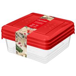 HOMVER Комплект контейнеров для продуктов "Asti" квадратных 0,5л х 3 шт. (красный) 223137806/03