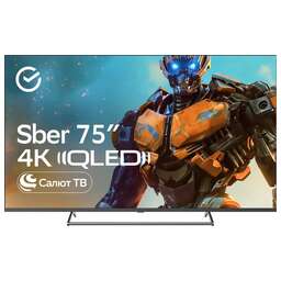 SBER Телевизор QLED 75" SDX-75UQ5231 Салют ТВ титан 4K Ultra HD 60Hz DVB-T DVB-T2 DVB-C DVB-S DVB-S2 USB WiFi Smart TV