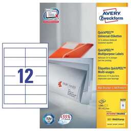 AVERY ZWECKFORM Этикетки 3659, A4, универсальная, 100л, 70г/м2, белый, 42.3мм х 97мм, 12шт, покрытие матовое