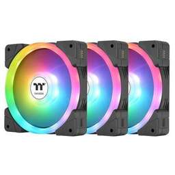 THERMALTAKE Вентилятор Swafan EX14 Reverse, 3шт, 140мм, 4-pin, 2000об/мин, 34.5 - 38.8 дБ, ARGB, черный, Ret [cl-f168-pl14sw-a]