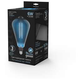 GAUSS Лампа филам. Filament Vintage 6Вт цок.:E27 эдисон 220B св.свеч.бел.нейт. (упак.:1шт) (157802205)