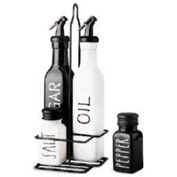 MALLONY Набор для сервировки из 5 предметов, INSALATO: 2 бутылки для масла+2 ёмкости для специй+подставка (110658)